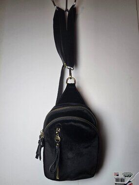 Joy Susan Skyler Black Velvet Convertible Sling Bag